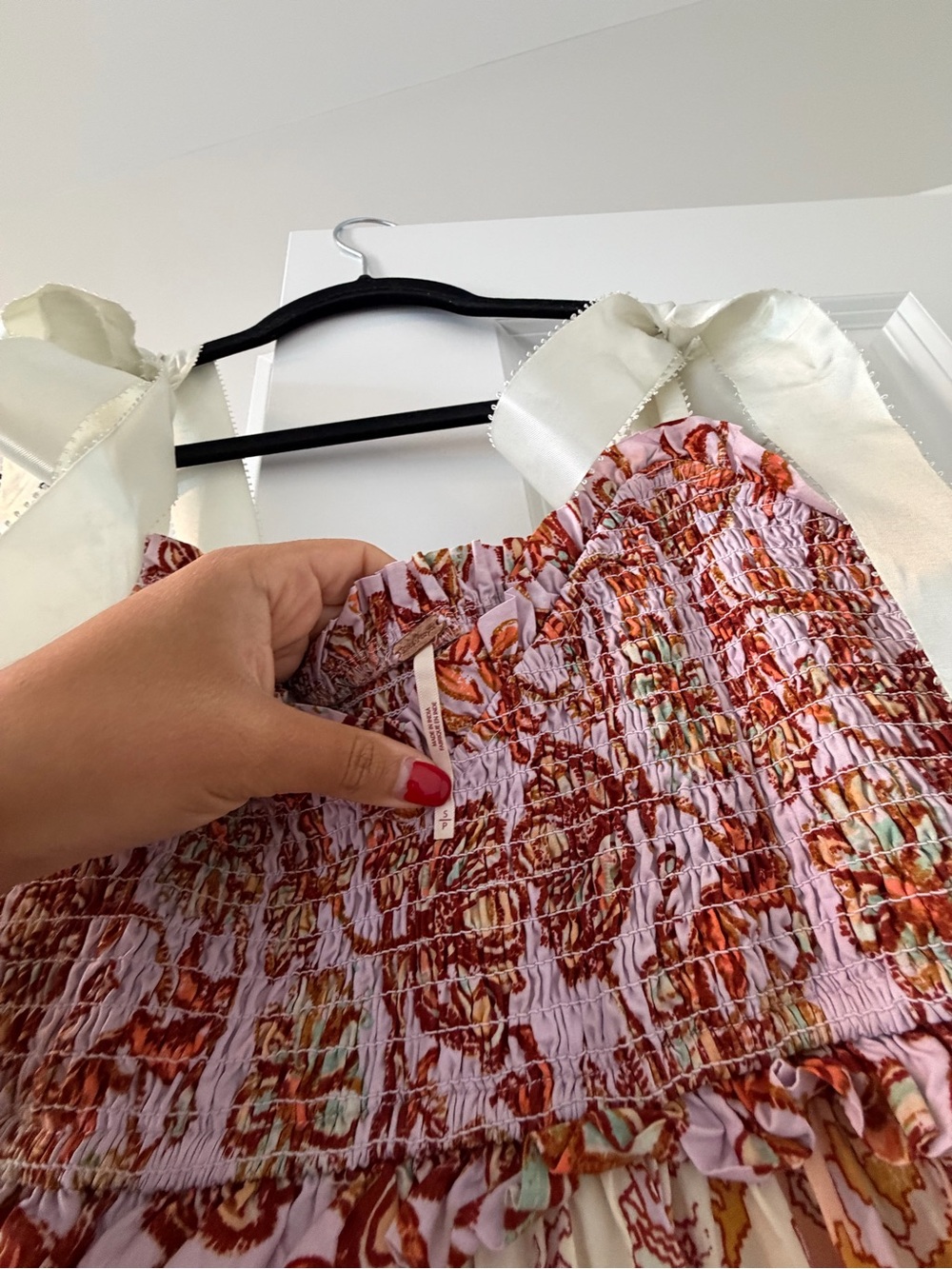 Free People Bluebell Maxi Multi Print Dress with Satin Ties - Picture 4 of 8